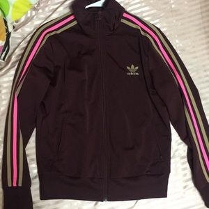 Burgundy Adidas tracksuit